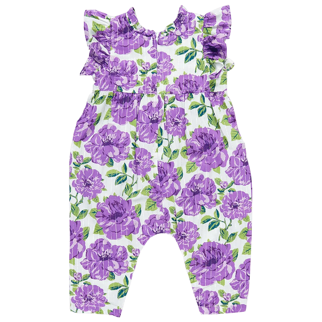 Baby Girl Jumpsuits and Rompers | Jennifer- Purple Peonies | Pink Chicken