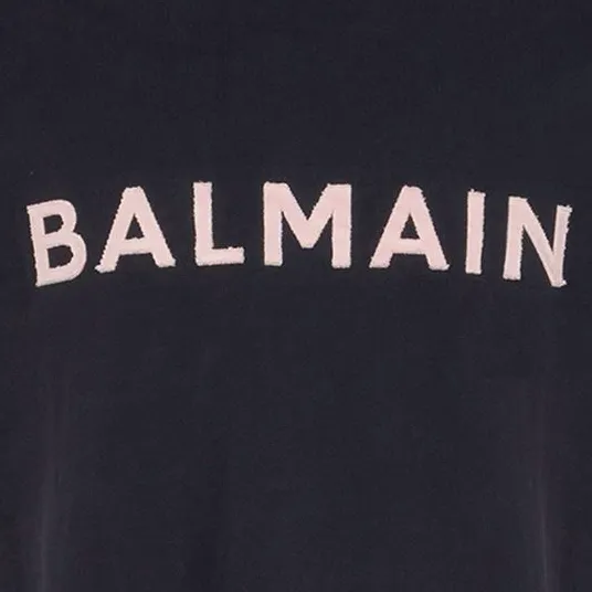 Balmain Logo Tee - Light Black/Navy& Pink