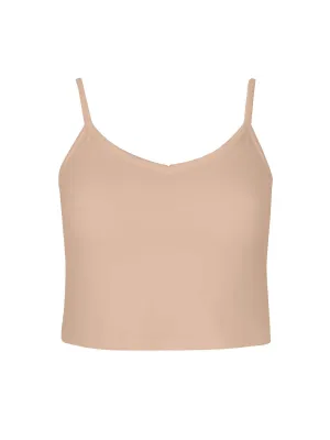Bamboo Crop Layering Singlet - Caramel