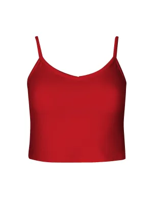 Bamboo Crop Layering Singlet - Chili Pepper