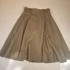 Banana Republic Heritage Midi Circle Skirt Olive Green Size 12 Pockets Belt Loop