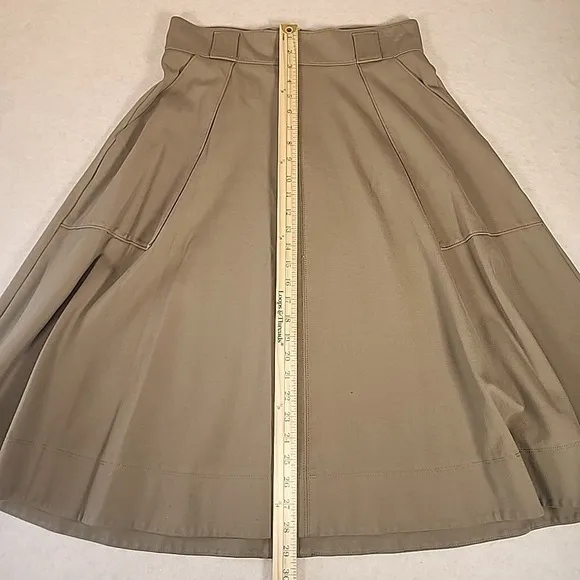 Banana Republic Heritage Midi Circle Skirt Olive Green Size 12 Pockets Belt Loop
