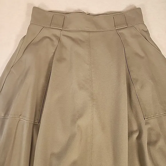 Banana Republic Heritage Midi Circle Skirt Olive Green Size 12 Pockets Belt Loop