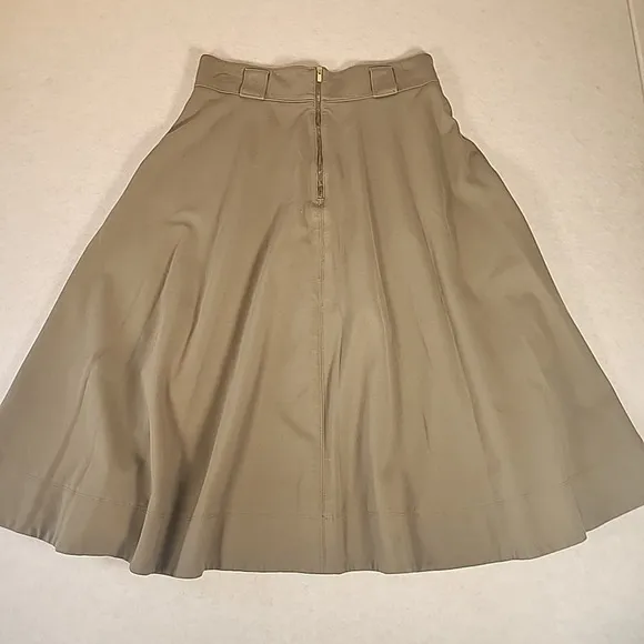 Banana Republic Heritage Midi Circle Skirt Olive Green Size 12 Pockets Belt Loop