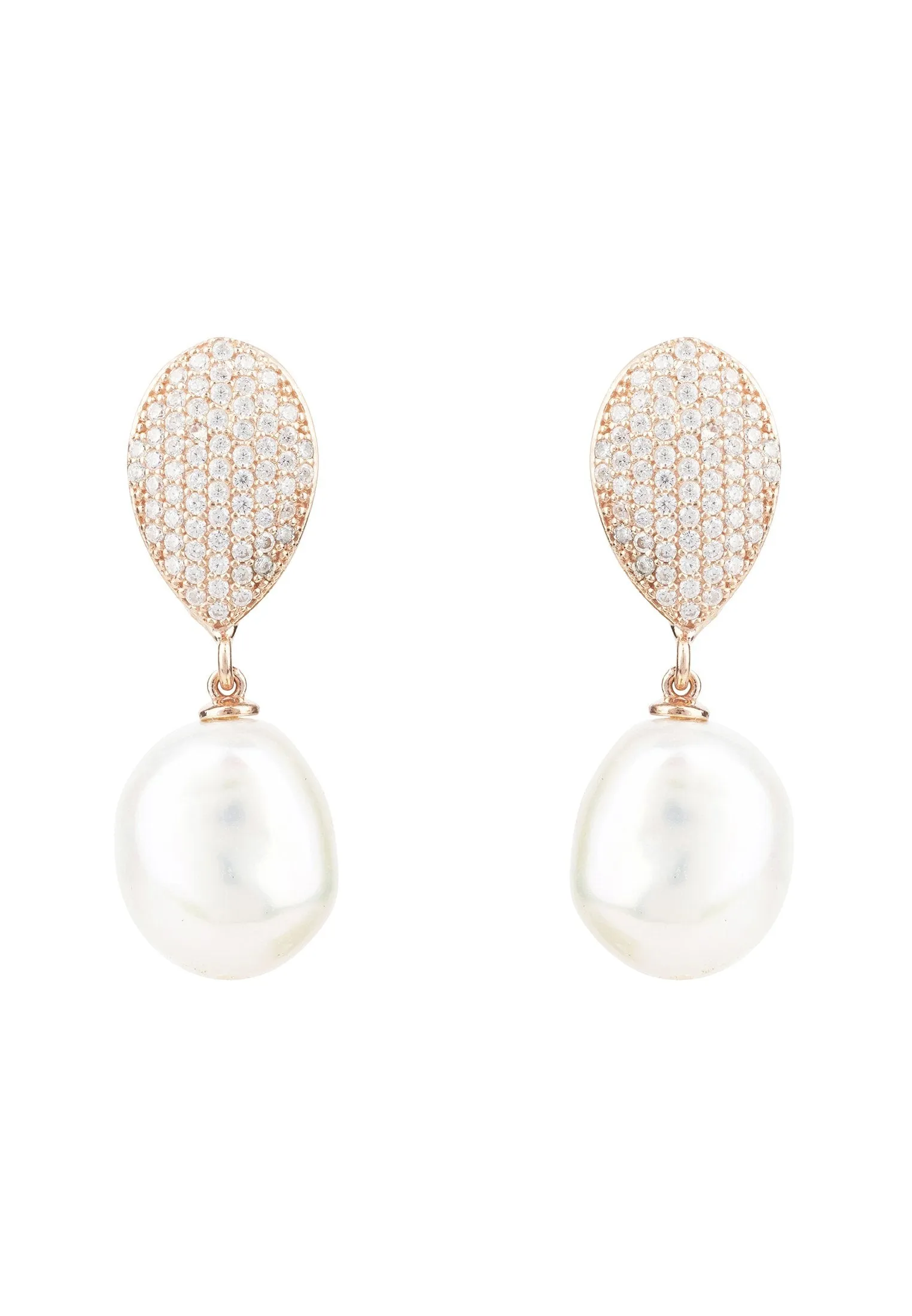 Baroque Pearl Classic Drop Earrings Rosegold