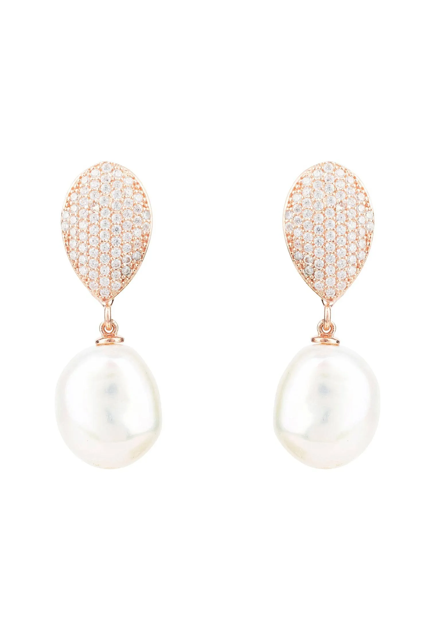 Baroque Pearl Classic Drop Earrings Rosegold