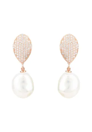 Baroque Pearl Classic Drop Earrings Rosegold