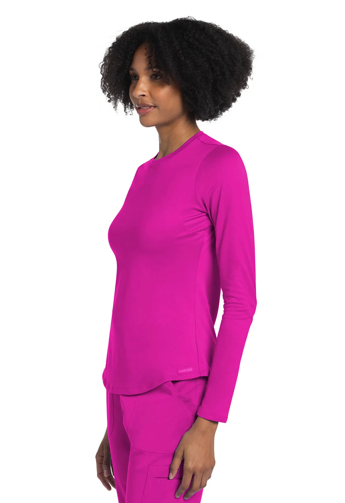 Basics CK773 Long Sleeve Underscrub Knit Tee Electric Pink