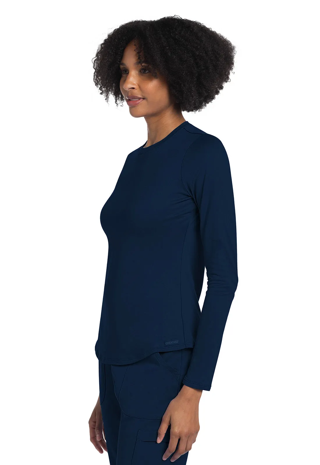 Basics CK773 Long Sleeve Underscrub Knit Tee Navy