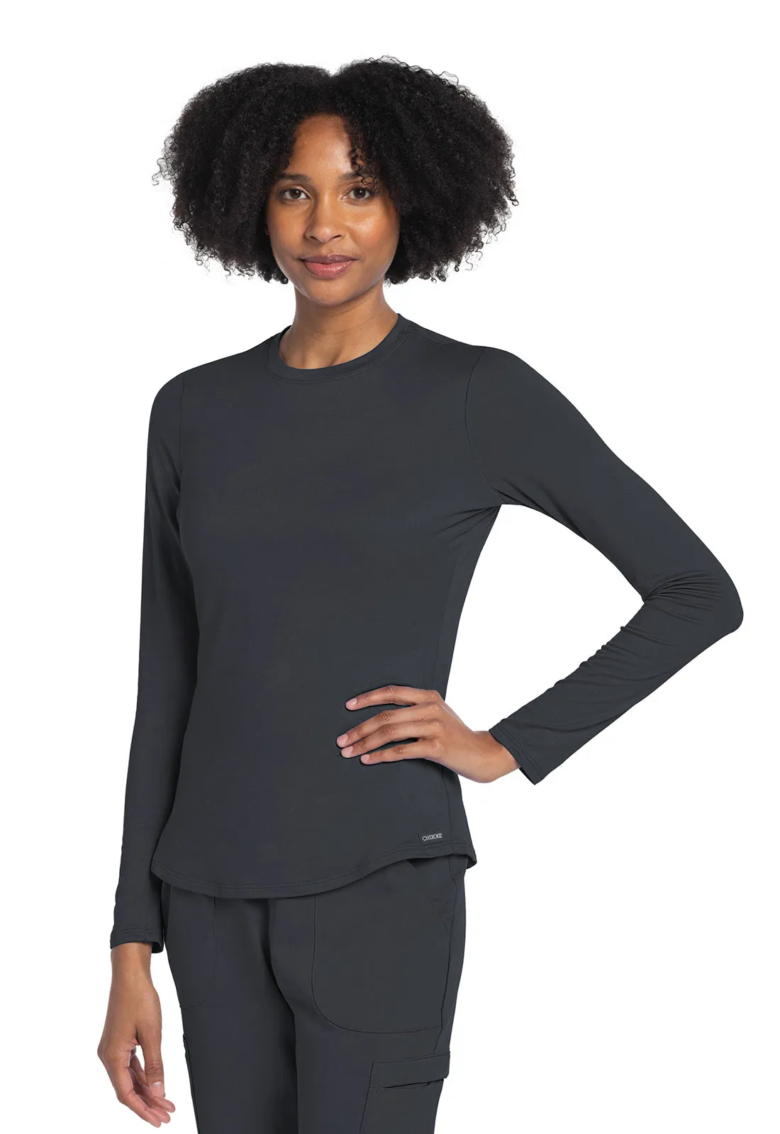 Basics CK773 Long Sleeve Underscrub Knit Tee Pewter