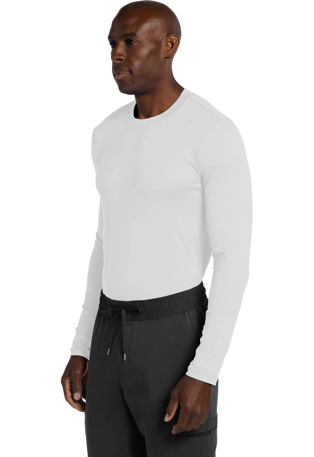 Basics CK807 Men's Long Sleeve Underscrub Knit Tee White