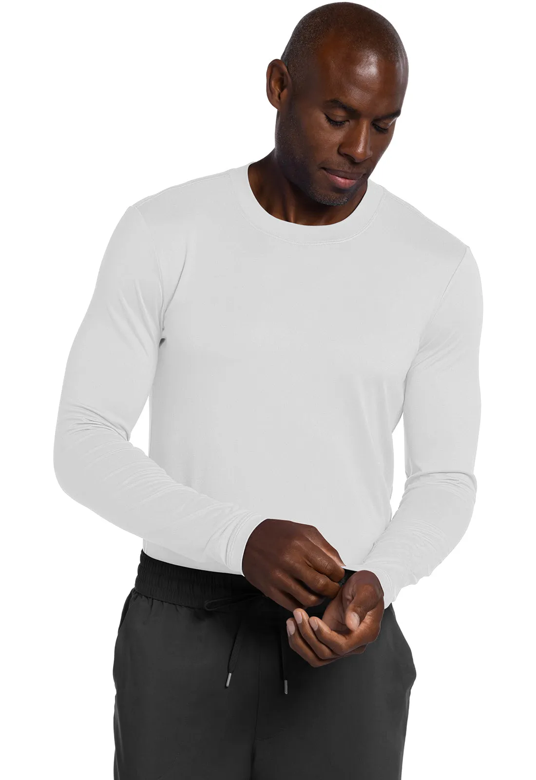 Basics CK807 Men's Long Sleeve Underscrub Knit Tee White