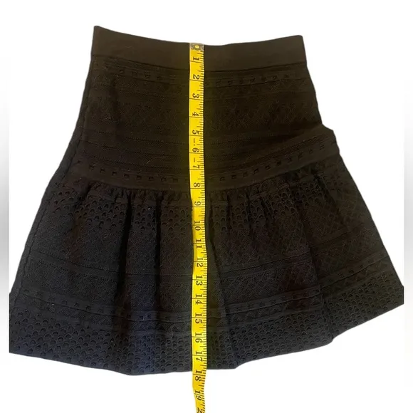 BCBG Black Embroidered Black Mini Skirt, Small