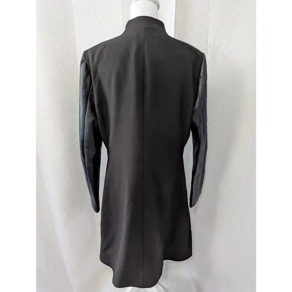 BCBGMAXAZRIA! LUXE DUSTER JACKET, ZIPPER CONVERTS TO CROPPED! FAUX LEATHER! SZ L