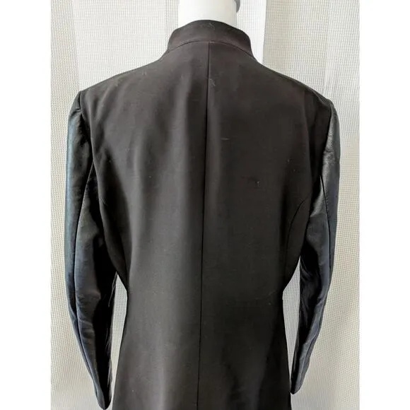 BCBGMAXAZRIA! LUXE DUSTER JACKET, ZIPPER CONVERTS TO CROPPED! FAUX LEATHER! SZ L