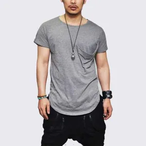 Big Pocket Solid Color Summer T Shirts