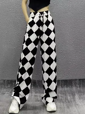 Black & White Diamond Print Joggers