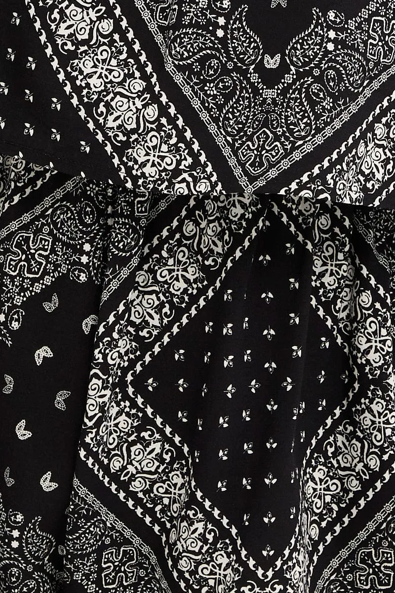 Black Boho Peasant Playsuit Boob Tube