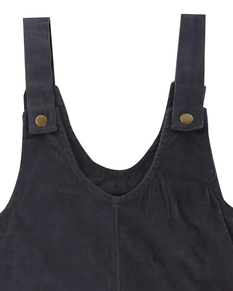 Black Corduroy Pinafore Dress