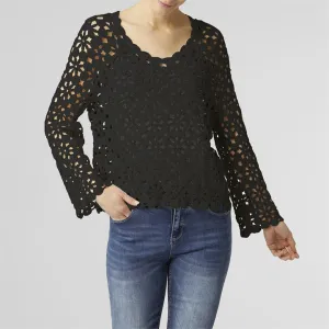 Black Crochet Pullover