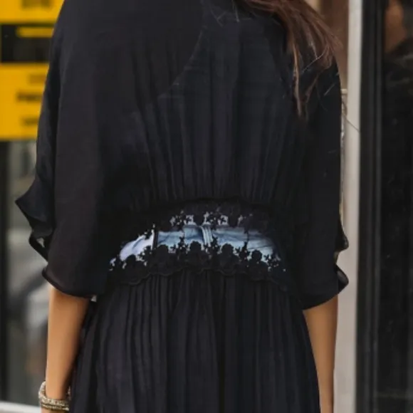Black Lace Open Front Cardigan