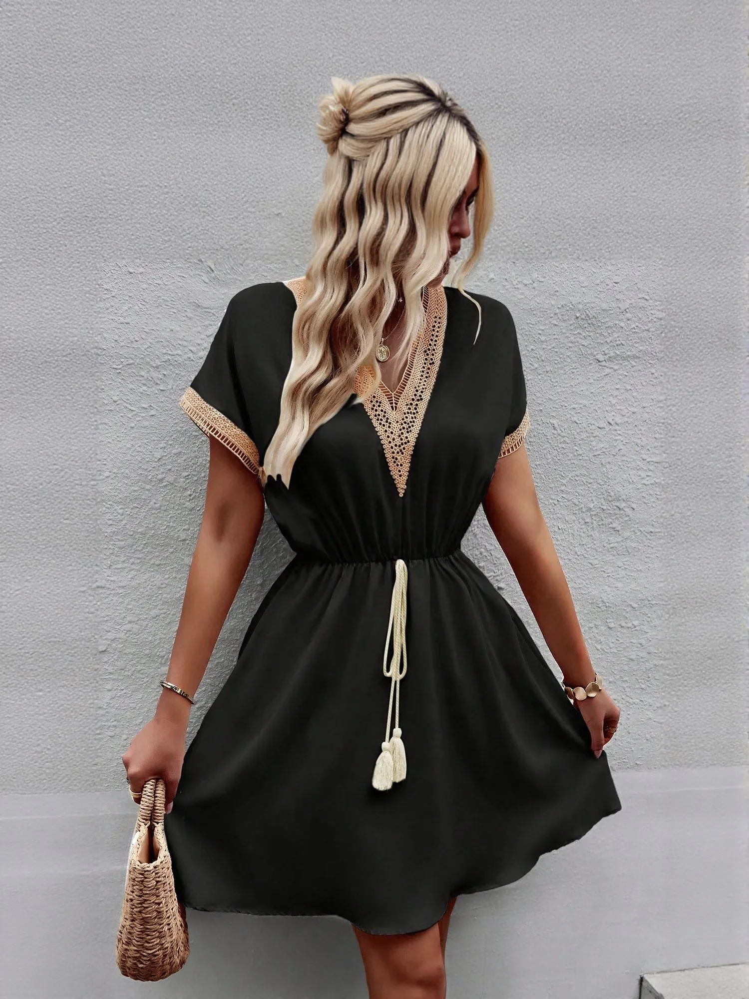 Black Mini Boho Dress