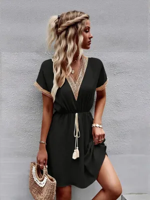 Black Mini Boho Dress