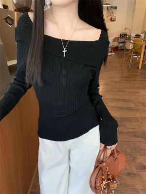 Black Off-Shoulder Square Neck Top