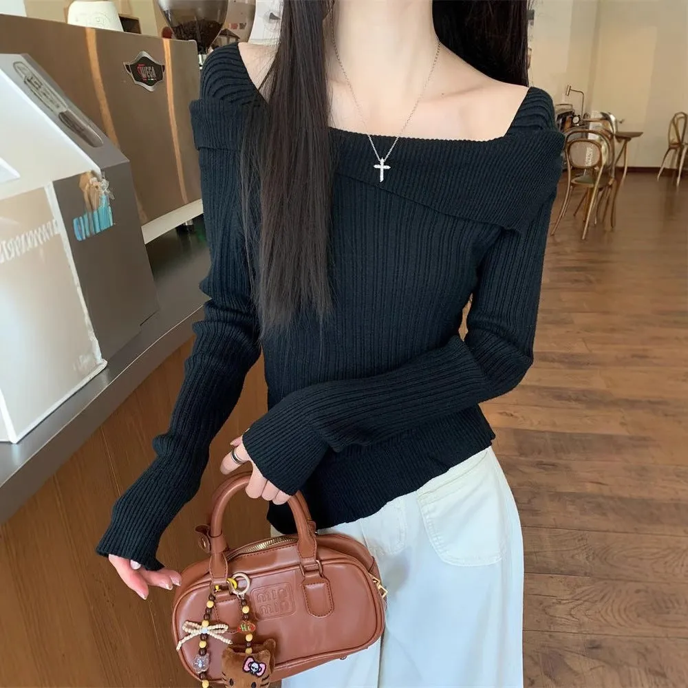 Black Off-Shoulder Square Neck Top