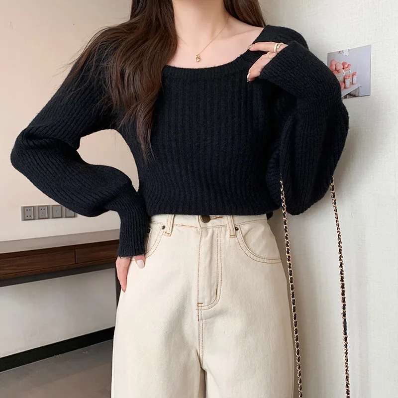 Black Oversized Sweater Knit Top