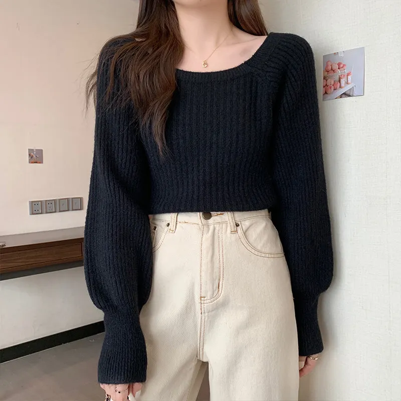 Black Oversized Sweater Knit Top