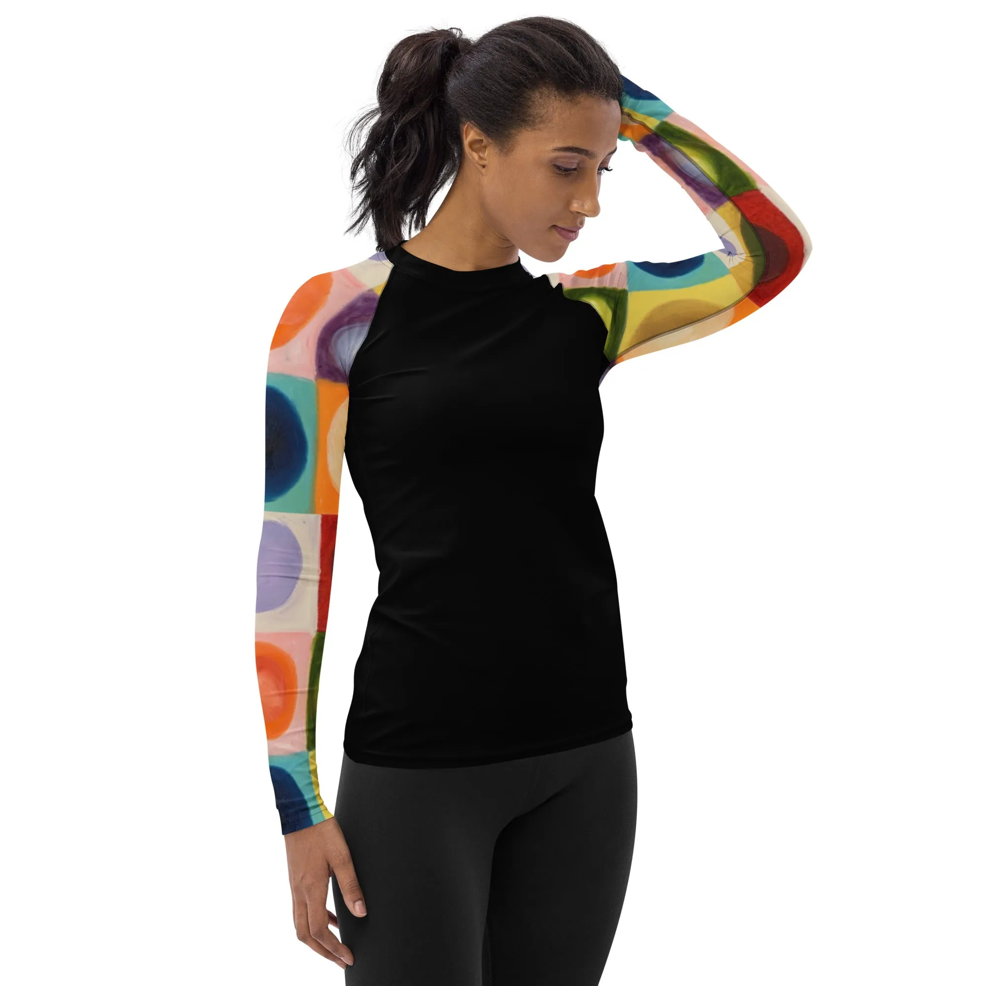Black Rash Guard "Circles" Sleeves