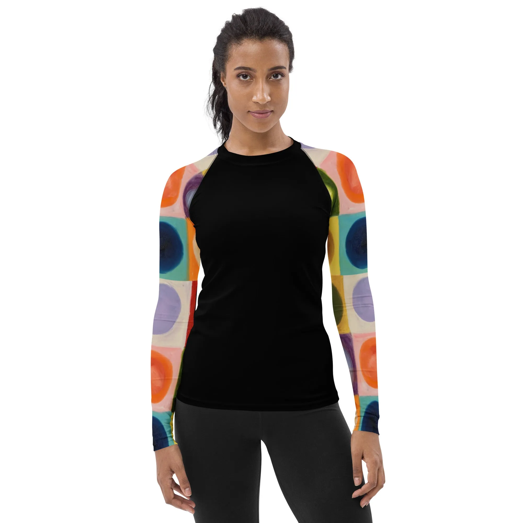 Black Rash Guard "Circles" Sleeves