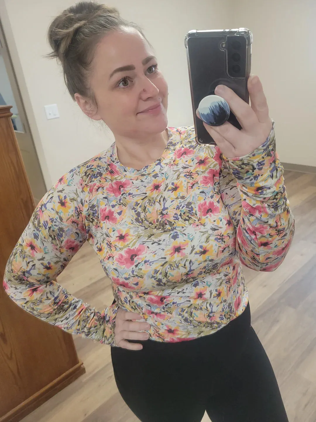 Blair Long Sleeve Top - Pink and Periwinkle Abstract
