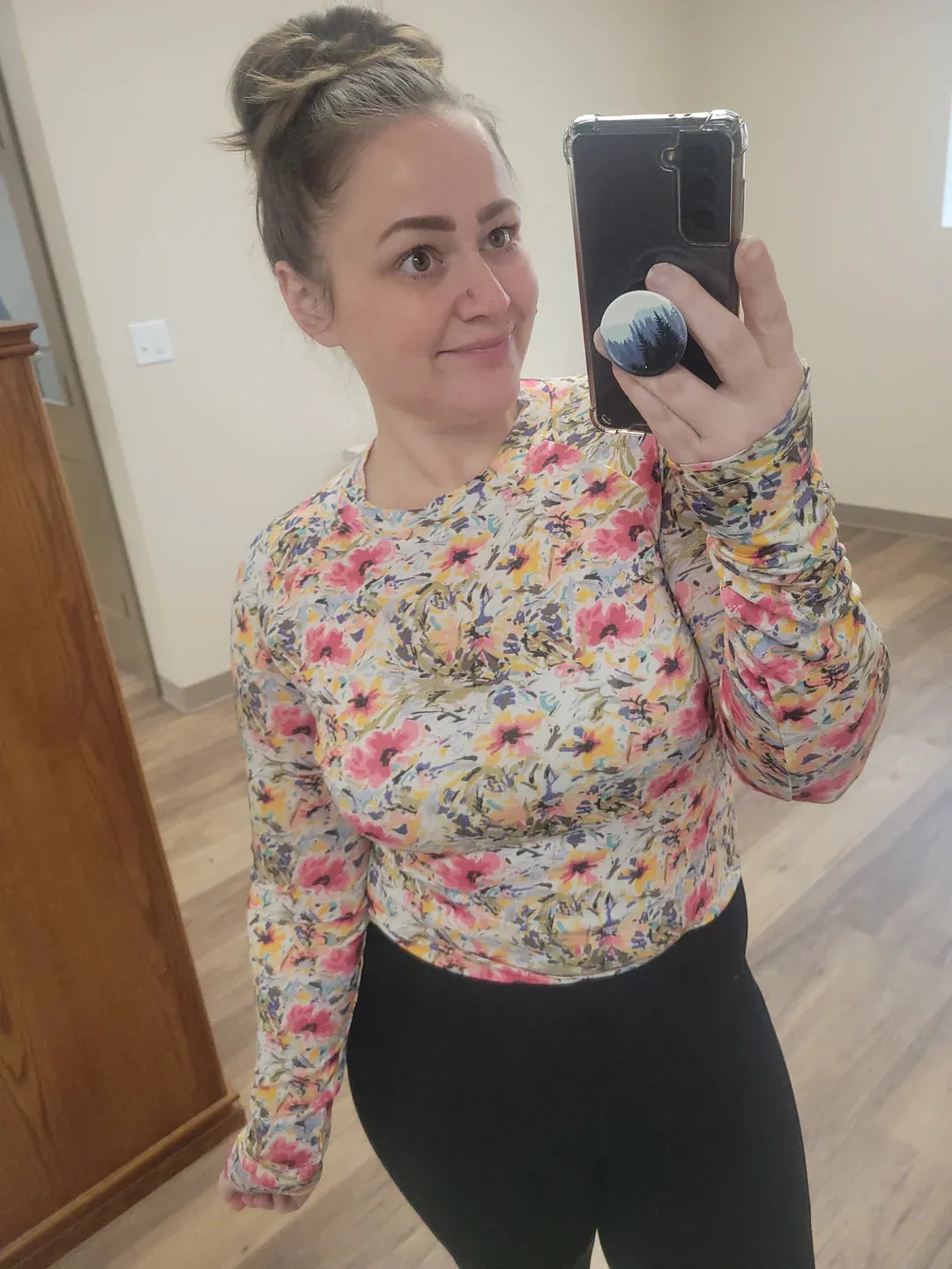Blair Long Sleeve Top - Pink and Periwinkle Abstract