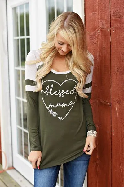 Blessed Mama Tee - Olive