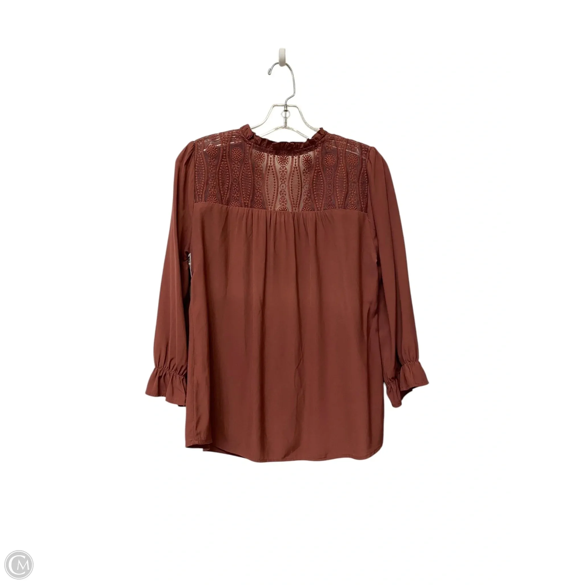 Blouse Long Sleeve By Blu Pepper In Maroon, Size: M