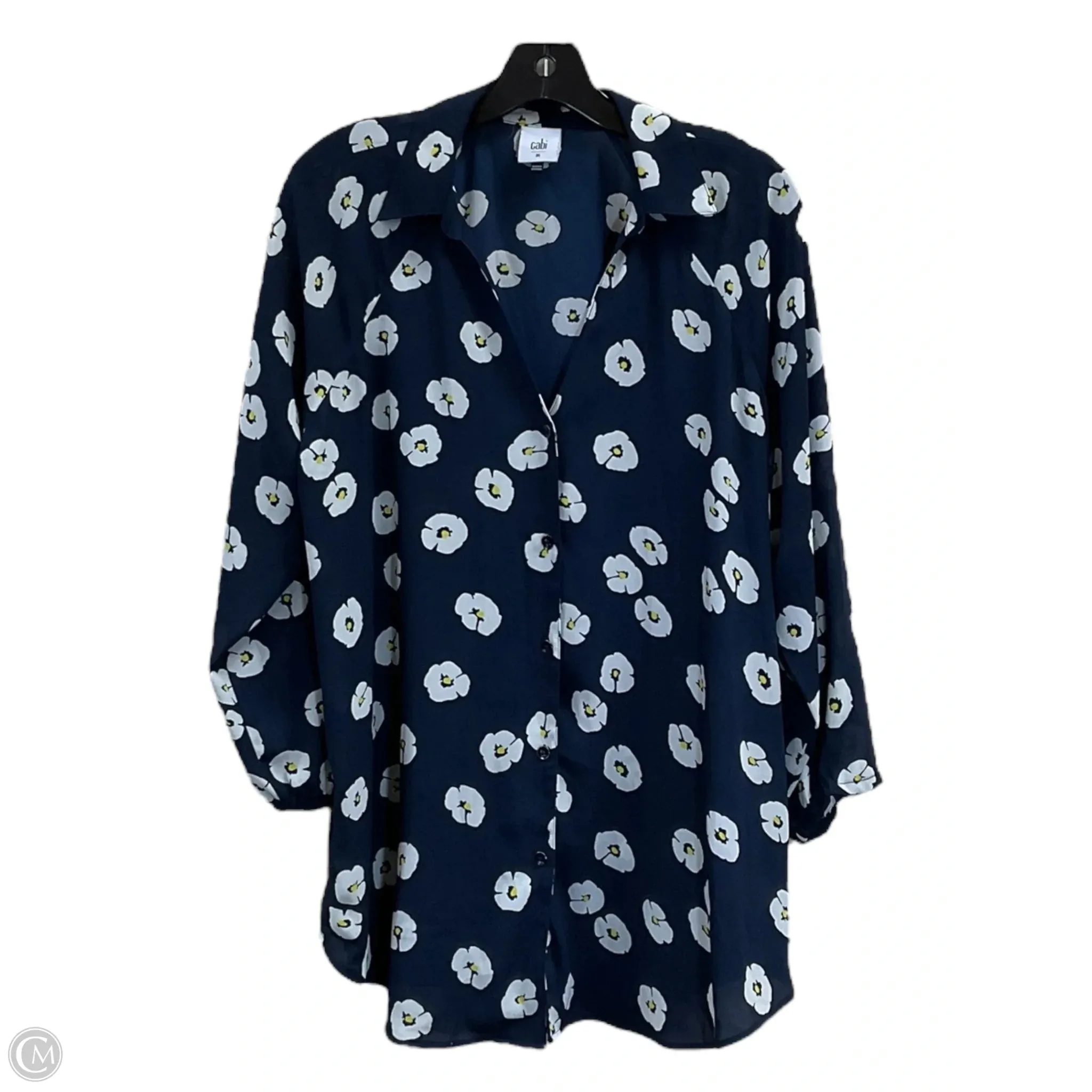 Blouse Long Sleeve By Cabi In Navy, Size: M