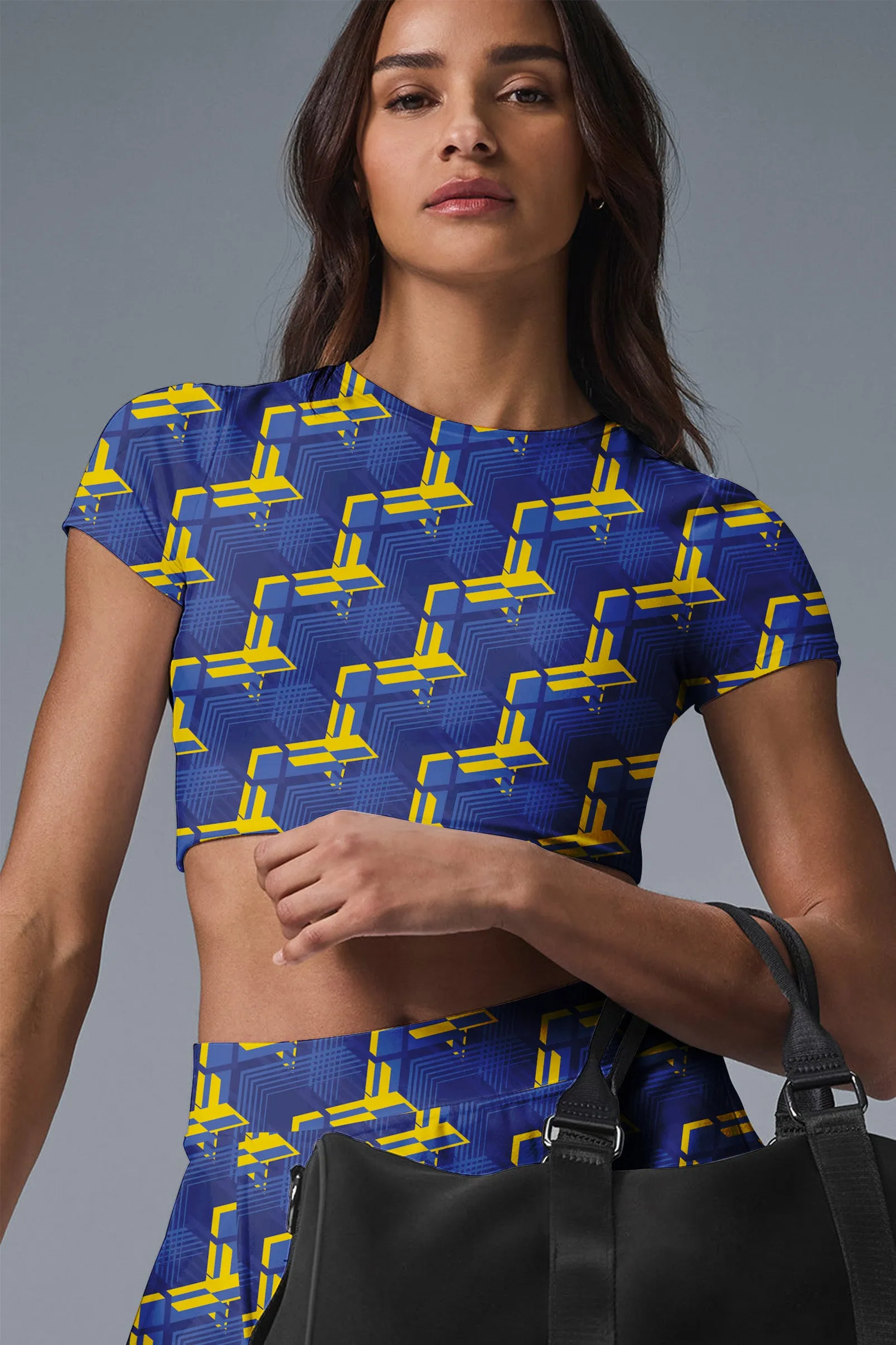 Blue & Yellow Geometric Skirt