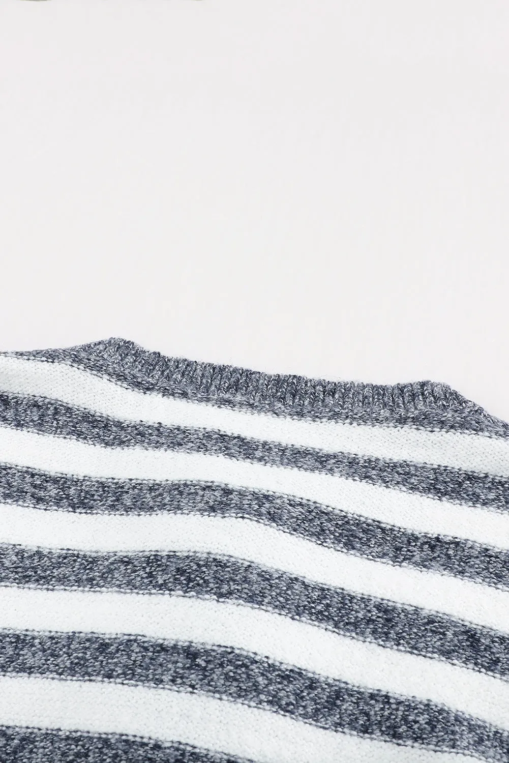Blue Striped Knit Tie up Sweater