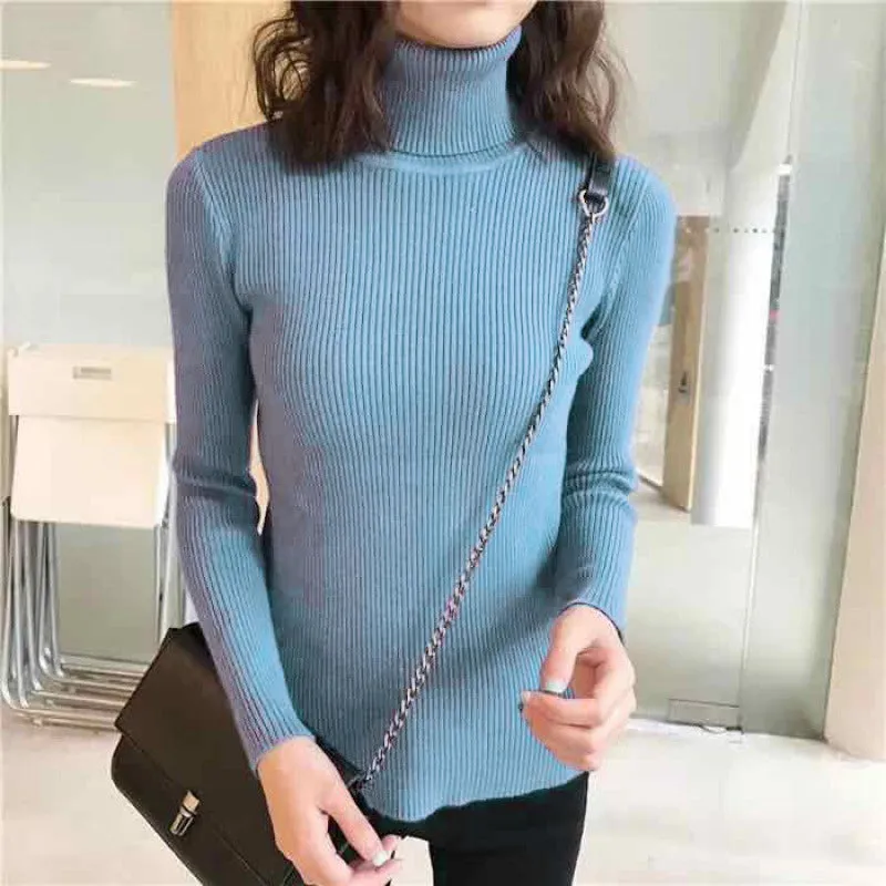 Blue Turtle Neck Top