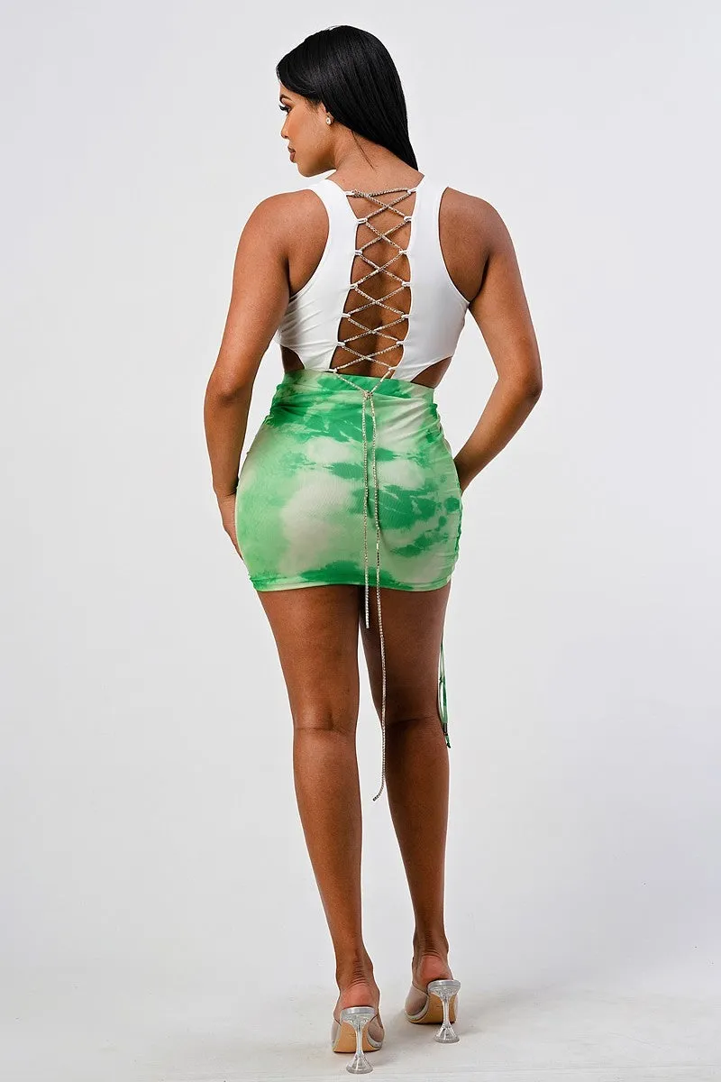 Bodycon Tie Dye Ruched Mini Dress