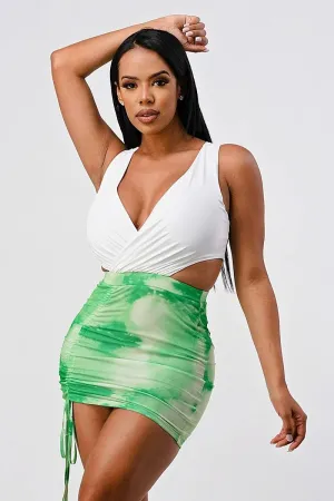 Bodycon Tie Dye Ruched Mini Dress