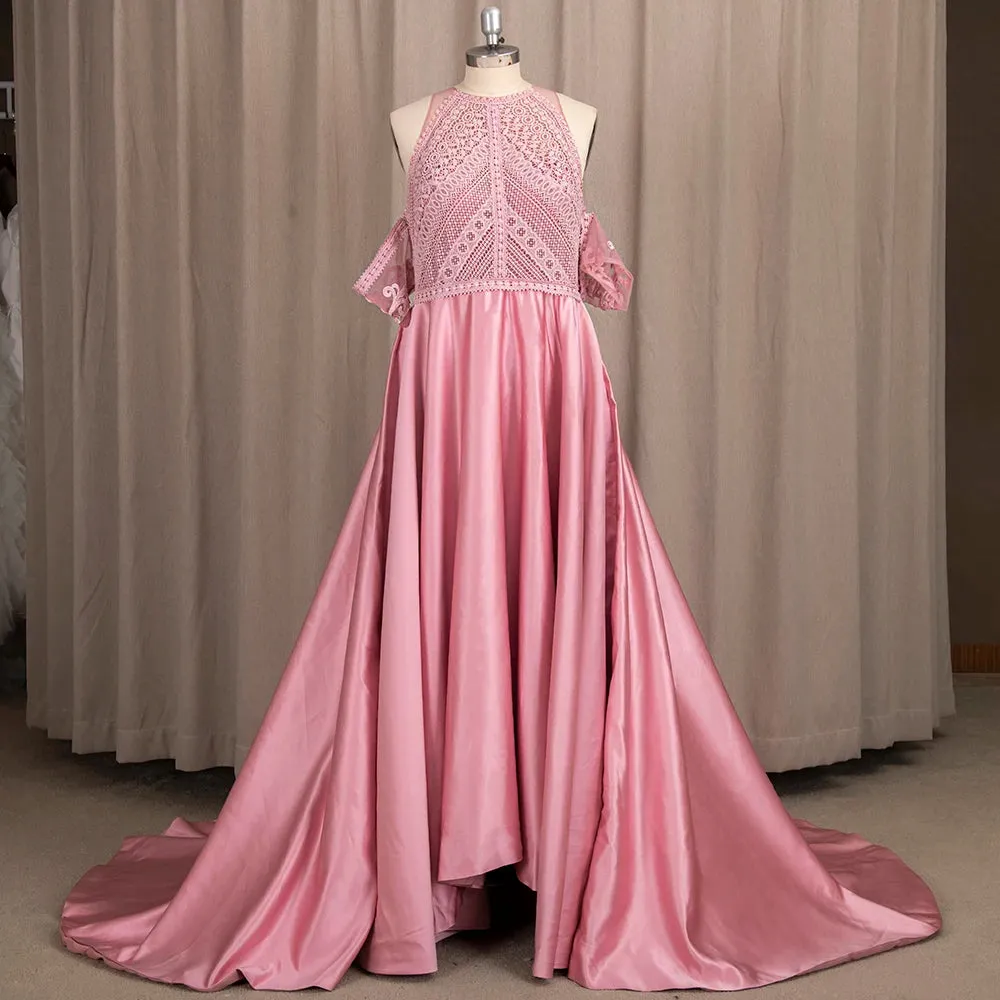 Bohemian Cutout Lace Halter Wedding Dress A Line Racerback Pearls