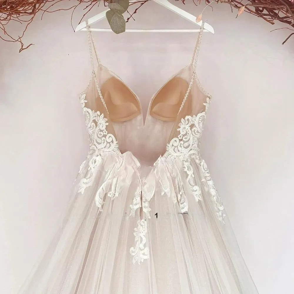 Boho Backless Classic Wedding Dresses For Women Bride Sleeveless 2023 New Bridal Gowns with Soft Tulle Vestido De Novia
