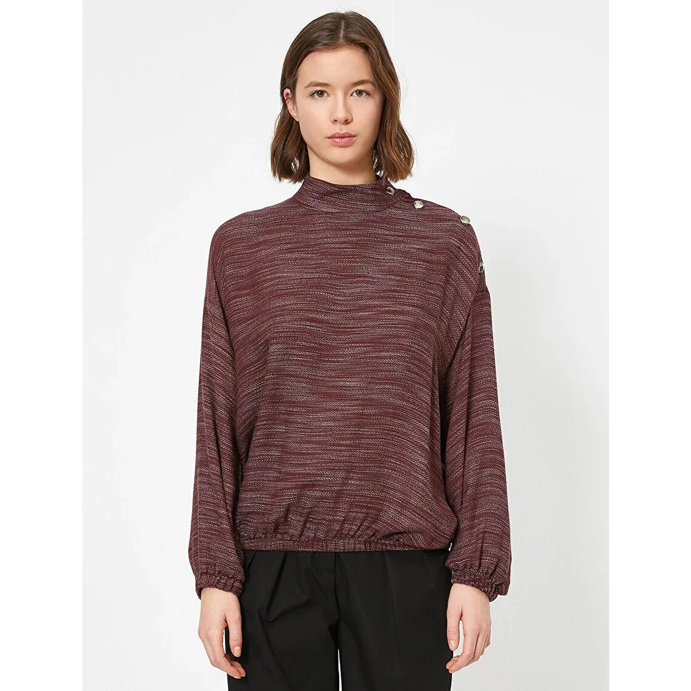 Bordeaux Button Detailed Blouse