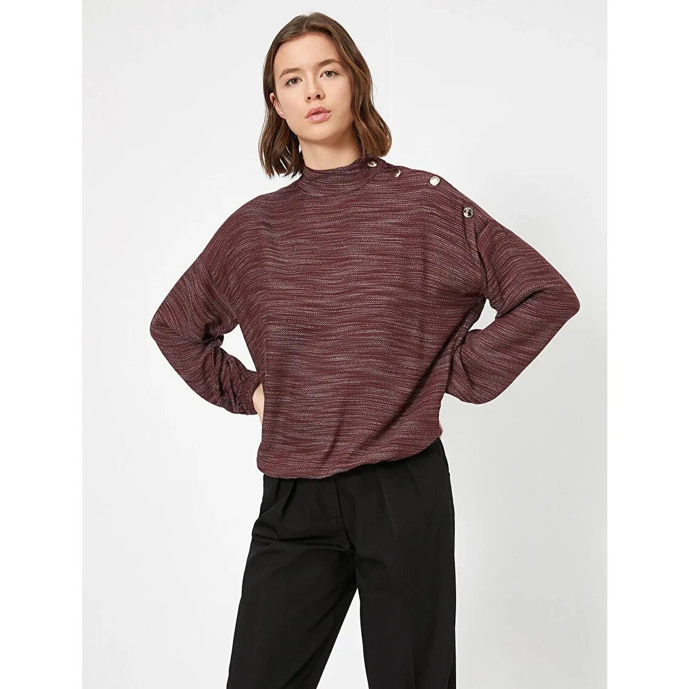 Bordeaux Button Detailed Blouse