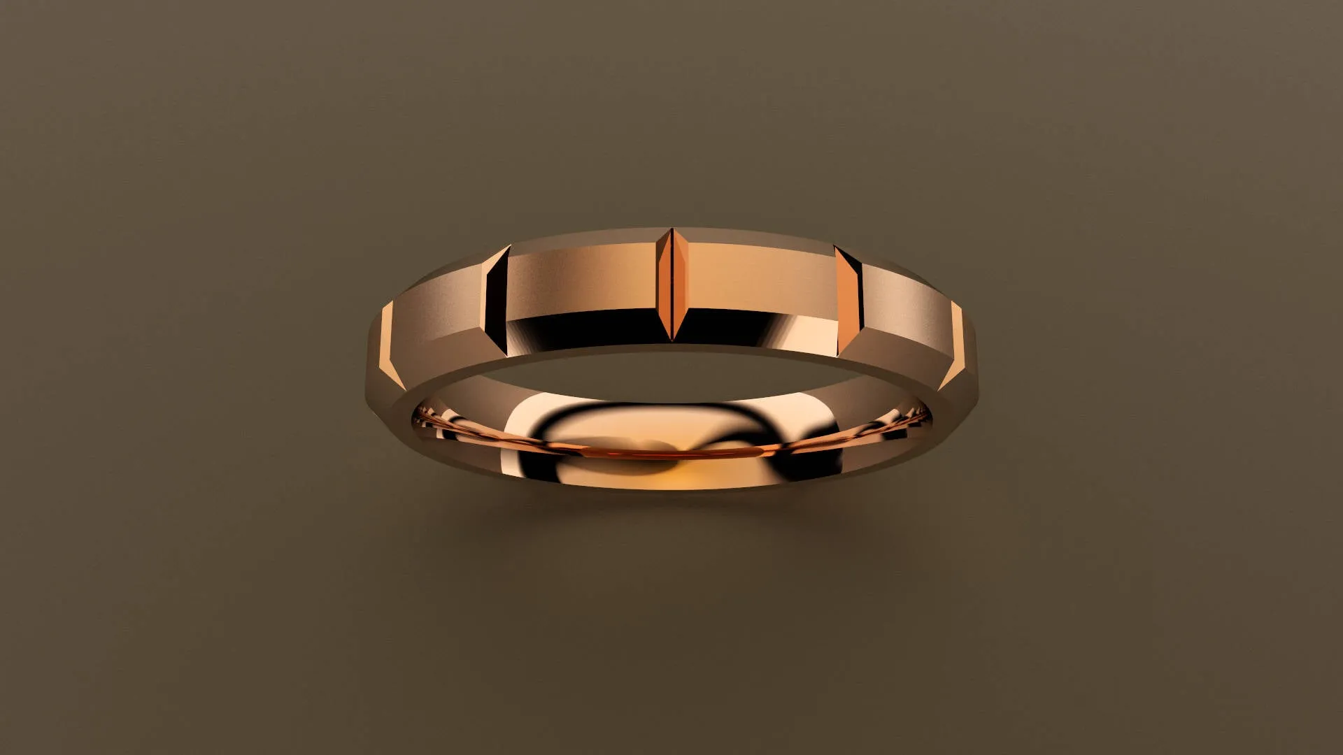 Brushed Rose Gold 4mm Beveled Edge Segmented Wedding Band