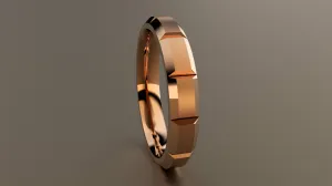 Brushed Rose Gold 4mm Beveled Edge Segmented Wedding Band
