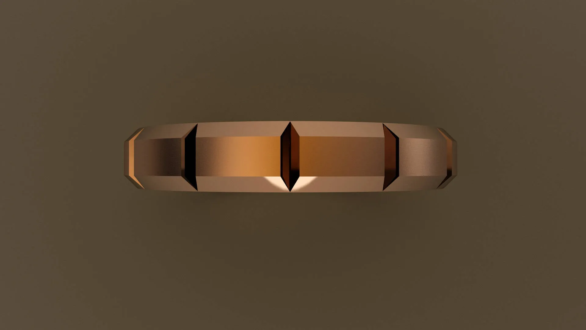 Brushed Rose Gold 4mm Beveled Edge Segmented Wedding Band